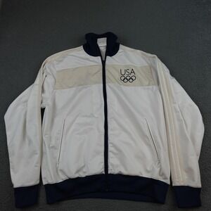 Vintage Team USA Track Jacket Mens XL White Athens 2004 Olympics Adidas